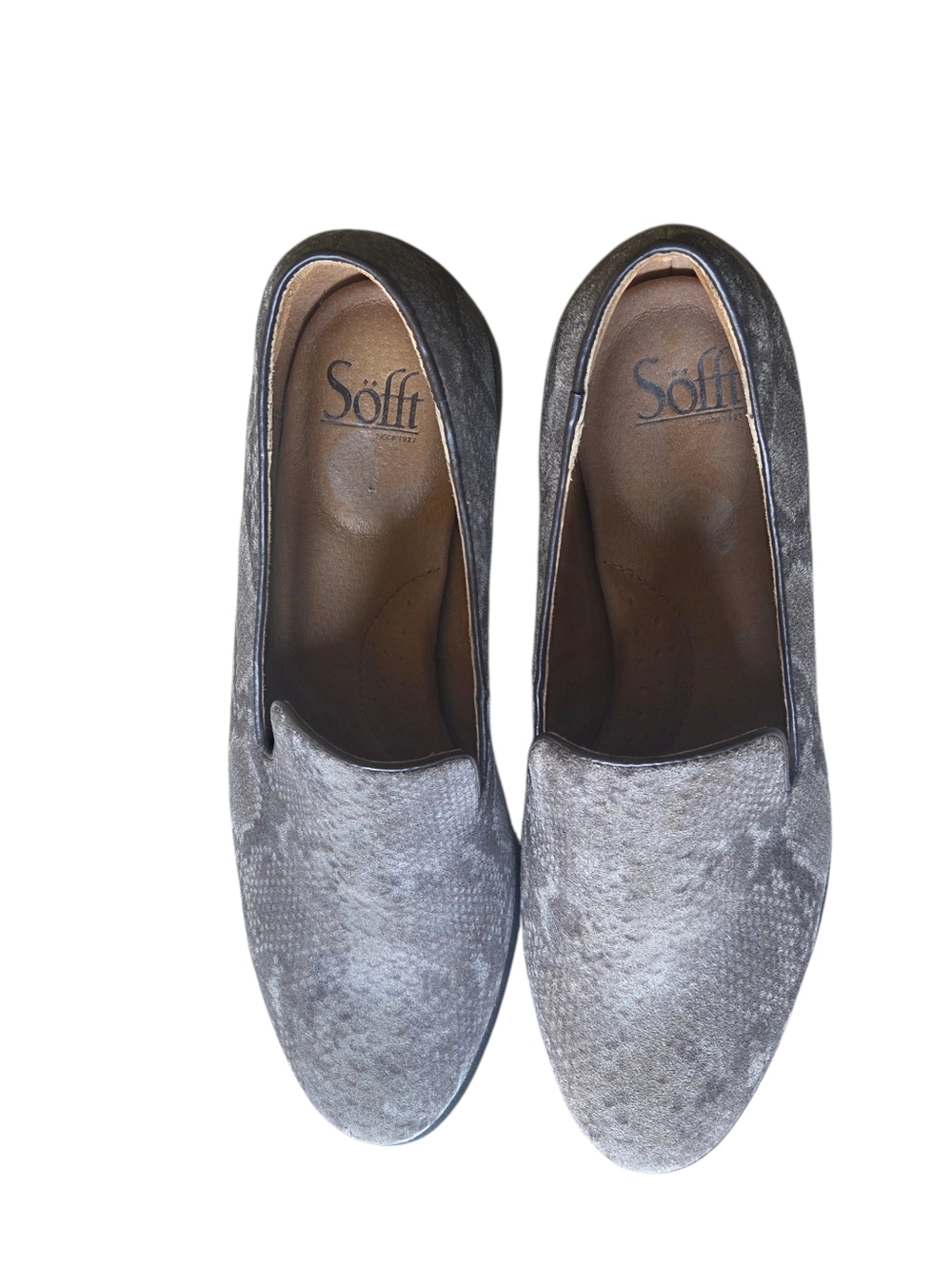 Sofft Severn Suede Leather Snakeskin Loafers Gray Size 10 - Picture 2 of 8